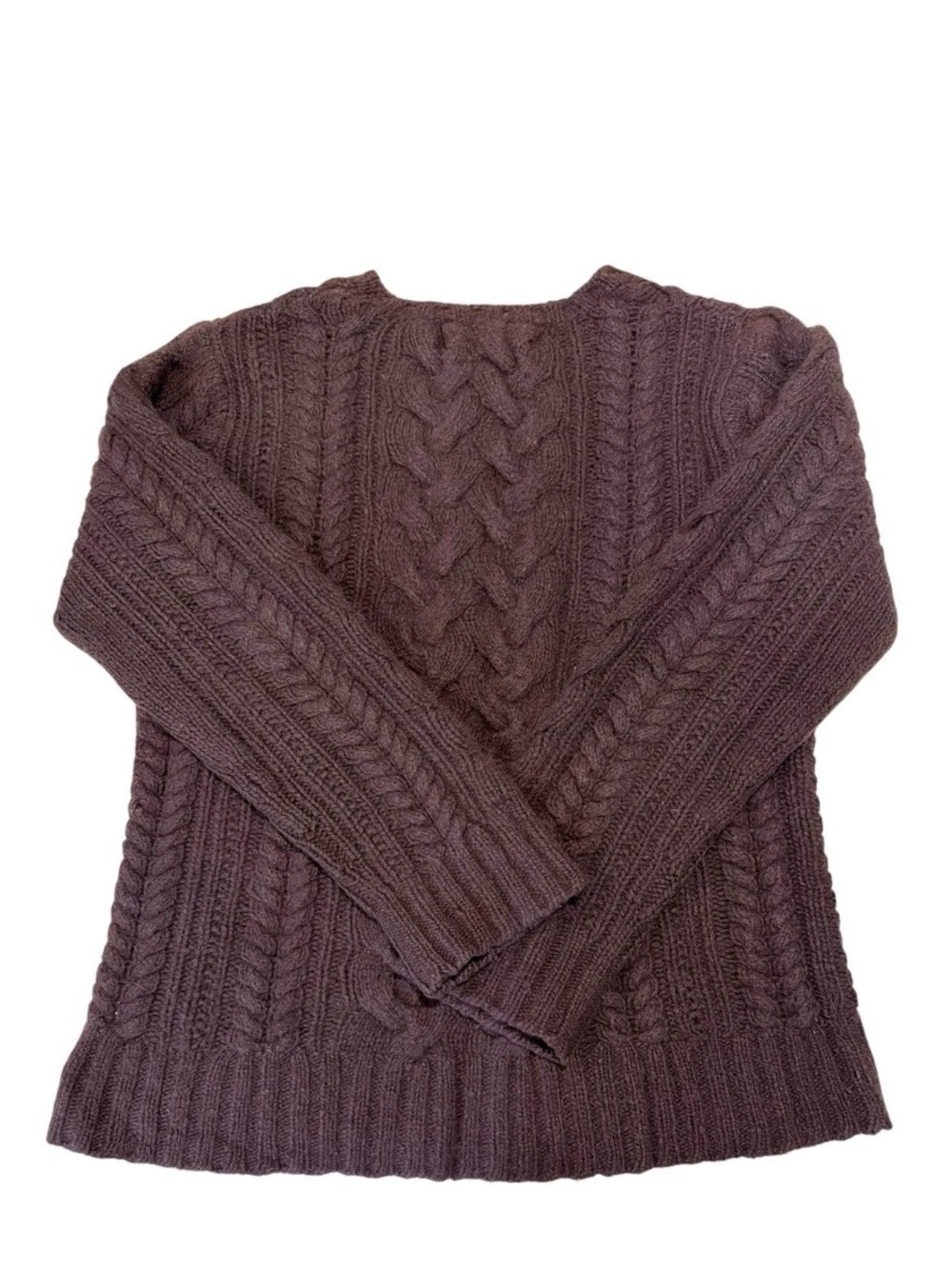 Jcrew brown cable handknit lambswool angora sweater m medium - Picture 3 of 5